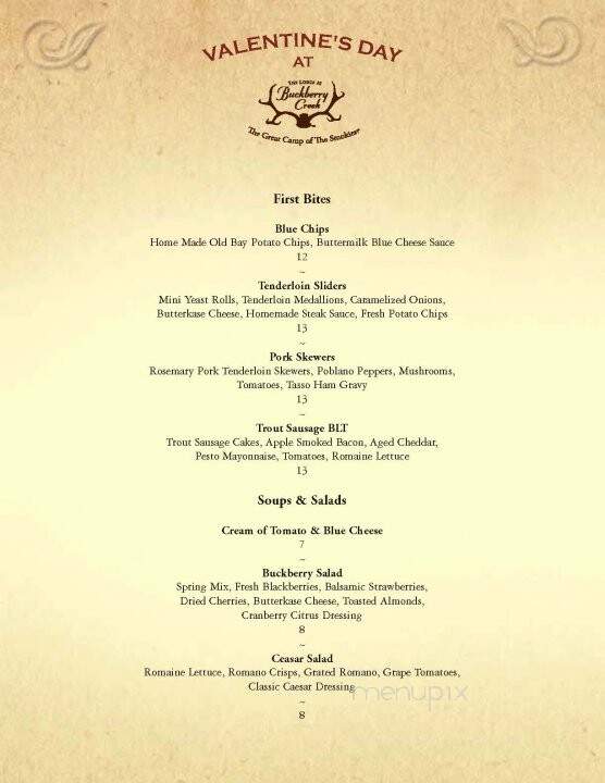 Lodge at Buckberry Creek - Gatlinburg, TN menu_pic