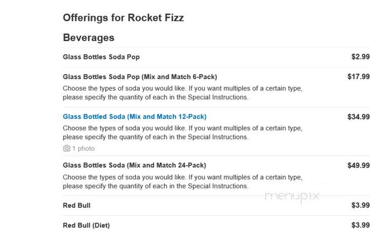 Rocket Fizz - Irvine, CA menu_pic