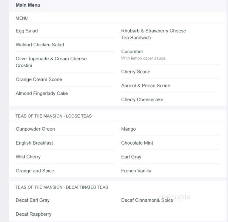Victorian Tea Room - Slidell, LA menu_pic