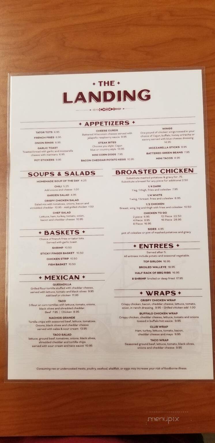 The Landing Restaurant and Bar - Grand Marais, MN menu_pic