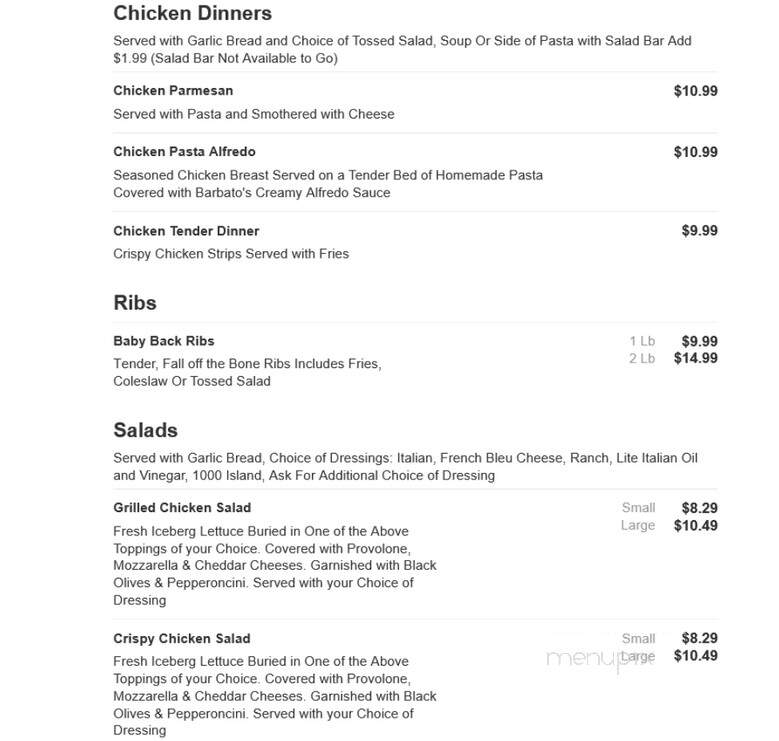 Barbato's Italian Restaurant - Erie, PA menu_pic