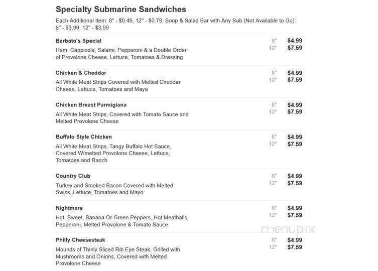 Barbato's Italian Restaurant - Erie, PA menu_pic