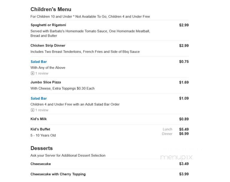 Barbato's Italian Restaurant - Erie, PA menu_pic
