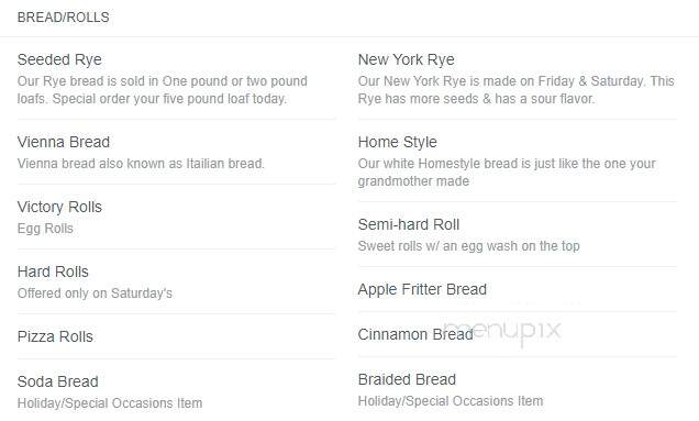 Mazurek's Bakery - Buffalo, NY menu_pic