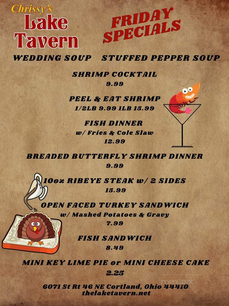 Lake Tavern - Cortland, OH menu_pic