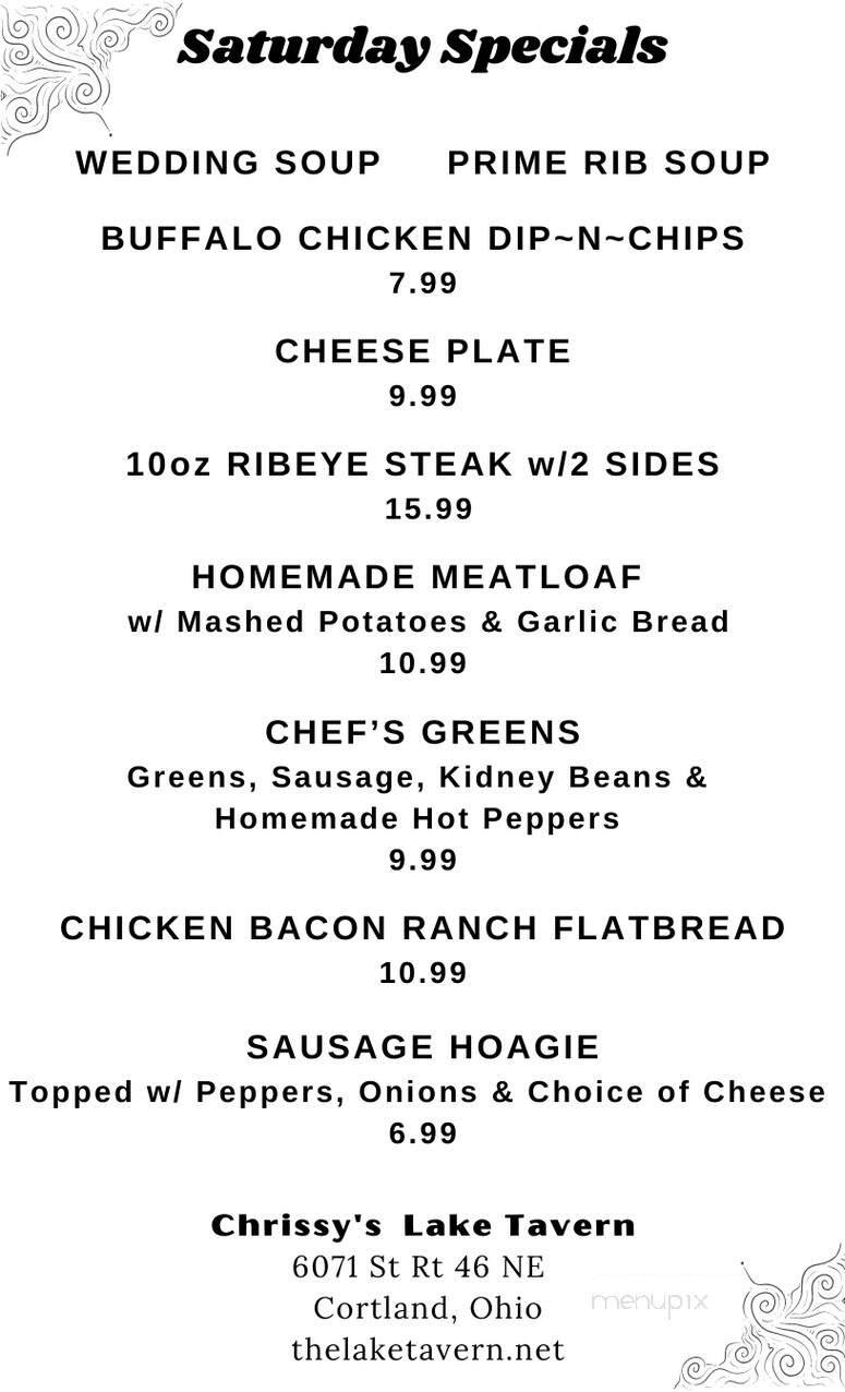Lake Tavern - Cortland, OH menu_pic