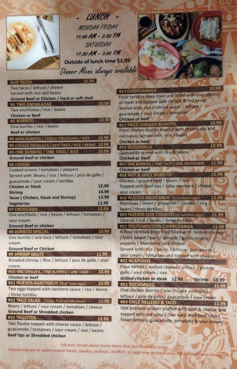 Cinco de Mayo - Rockford, MI menu_pic