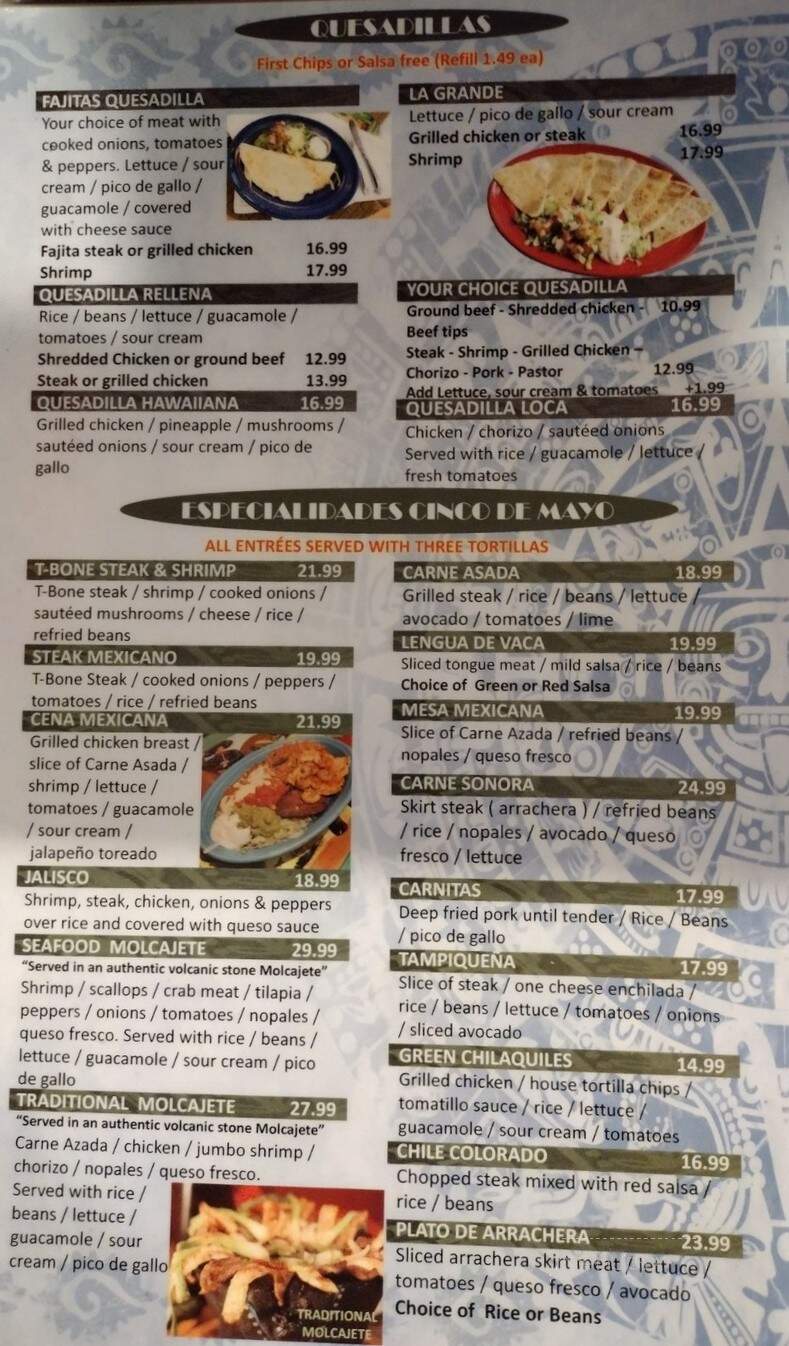 Cinco de Mayo - Rockford, MI menu_pic