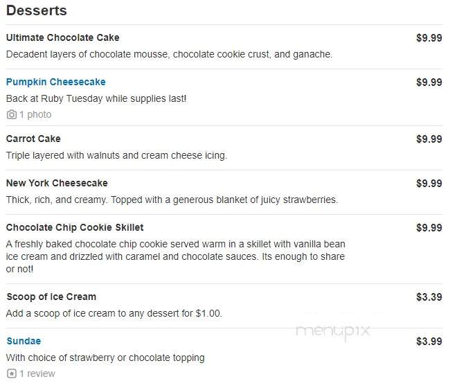 Ruby Tuesday of Mt Laurel - Mount Laurel, NJ menu_pic