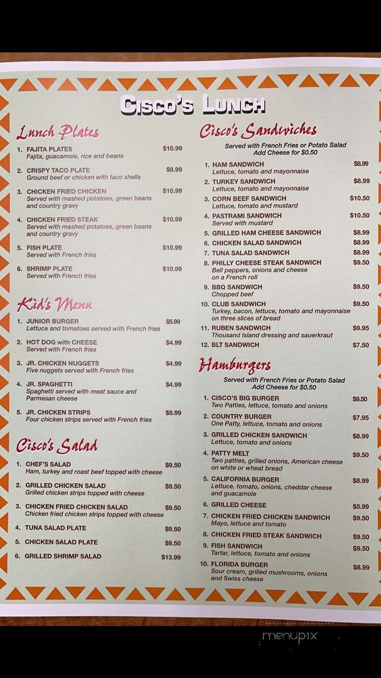 Cisco's Mexican Restaurant - Houston, TX menu_pic