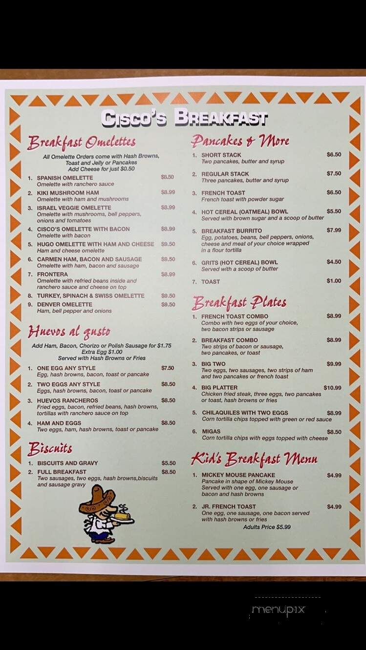 Cisco's Mexican Restaurant - Houston, TX menu_pic