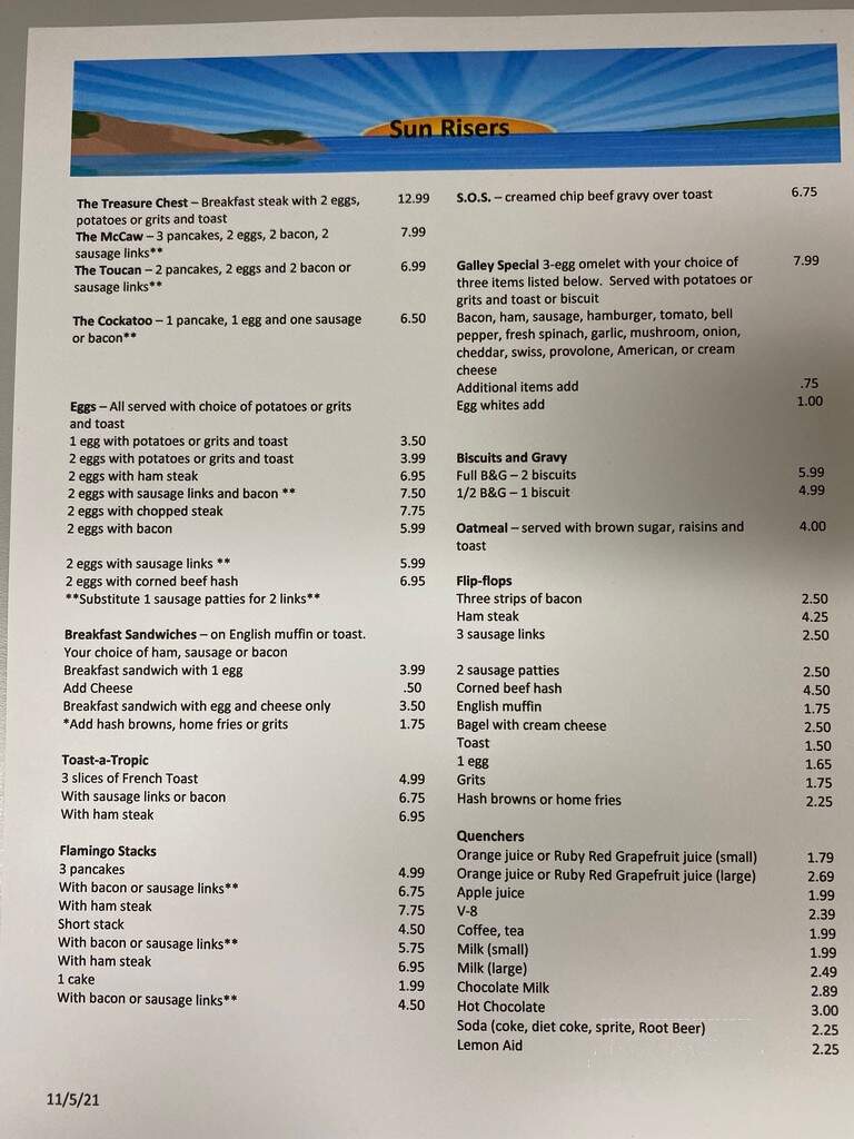 Sunset Cafe - Vero Beach, FL menu_pic