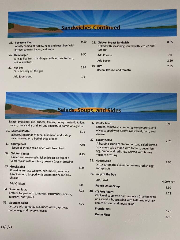 Sunset Cafe - Vero Beach, FL menu_pic