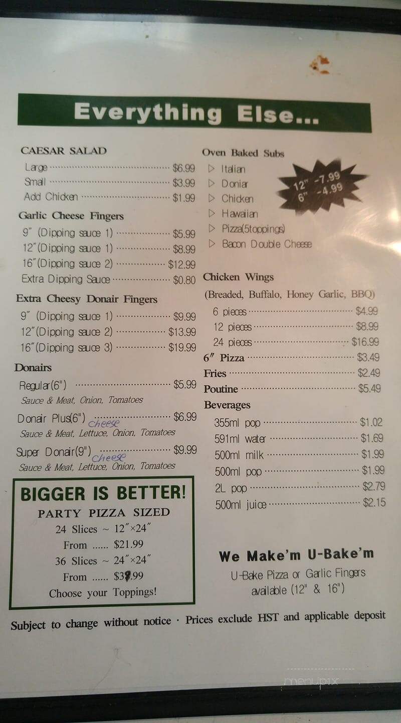 Pizza Twice - Fredericton, NB menu_pic