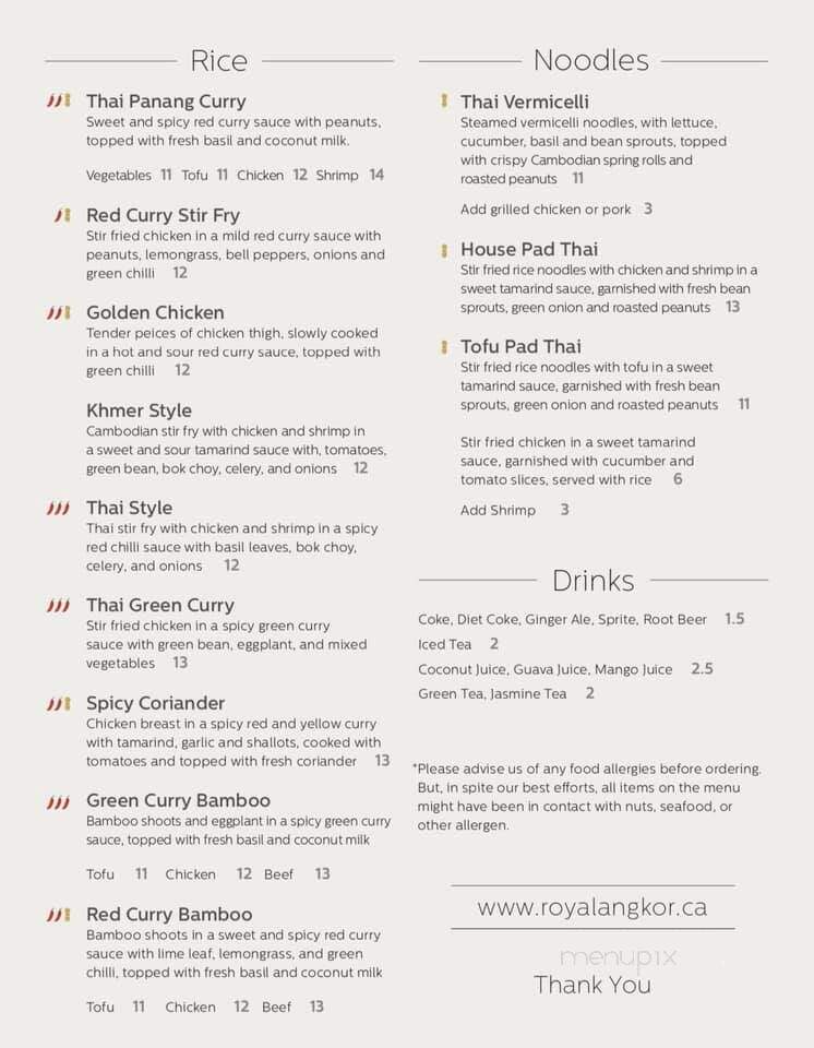 Royal Angkor Restaurant - Kingston, ON menu_pic