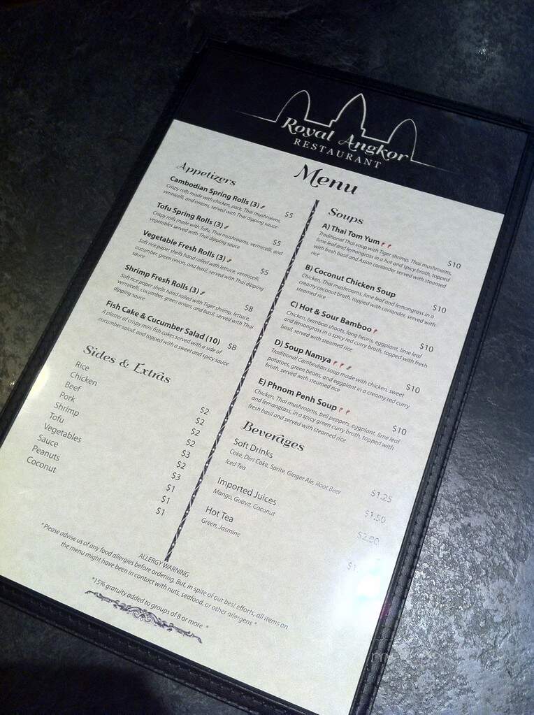 Royal Angkor Restaurant - Kingston, ON menu_pic