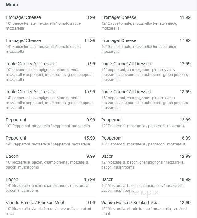 Pizza Prima - Montreal, QC menu_pic