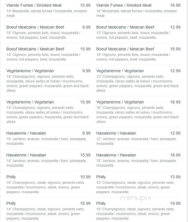 Pizza Prima - Montreal, QC menu_pic