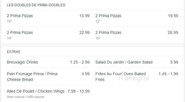 Pizza Prima - Montreal, QC menu_pic