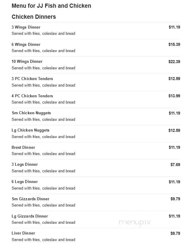 JJ Fish and Chicken - Waukegan, IL menu_pic