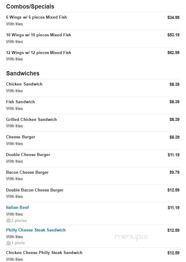 JJ Fish and Chicken - Waukegan, IL menu_pic