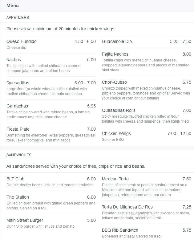 Main Street Station - Mchenry, IL menu_pic