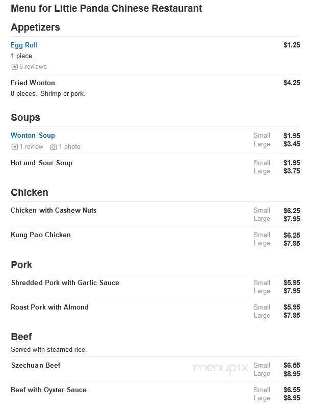 Little Panda Chinese Restaurant - Chesapeake Beach, MD menu_pic