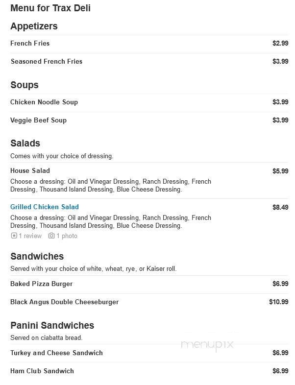 Trax Deli - Salisbury, MD menu_pic