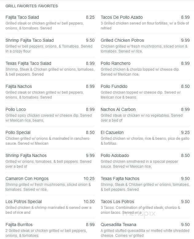 El Alazan Mexican Restaurant - Silver Creek, GA menu_pic