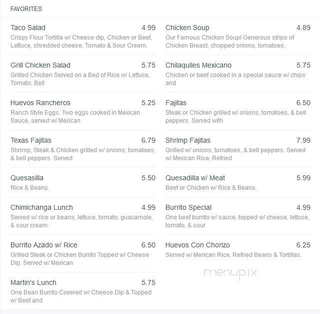 El Alazan Mexican Restaurant - Silver Creek, GA menu_pic