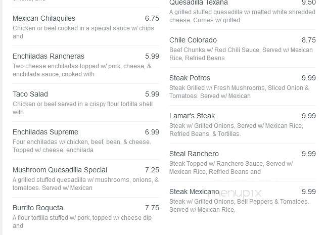 El Alazan Mexican Restaurant - Silver Creek, GA menu_pic