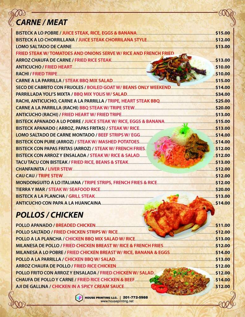 Yoli's Restaurant - Kearny, NJ menu_pic