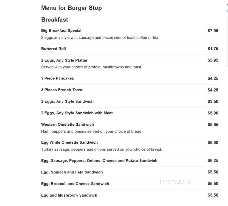 Burger Stop - Secaucus, NJ menu_pic