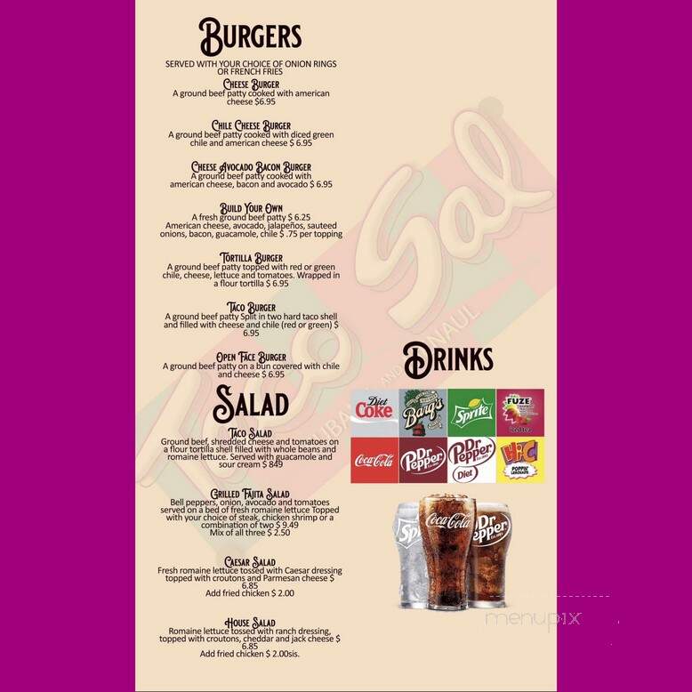 Taco Sal Restaurant - Albuquerque, NM menu_pic