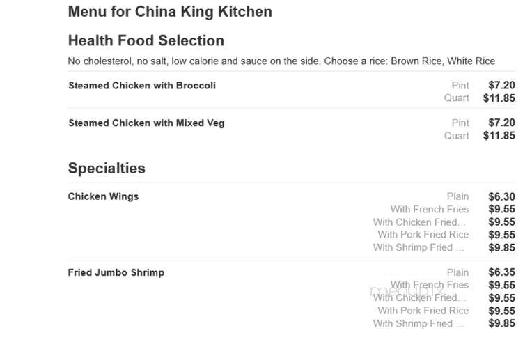 China King Kitchen - Westbury, NY menu_pic