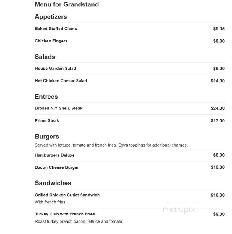 Grandstand - Croton On Hudson, NY menu_pic