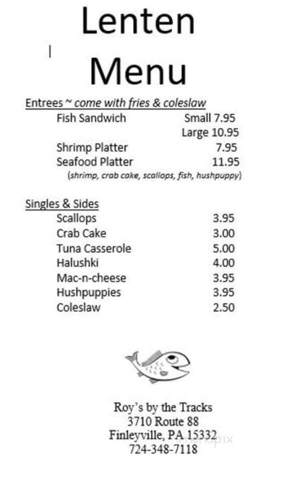 Roy's By The Tracks - Finleyville, PA menu_pic