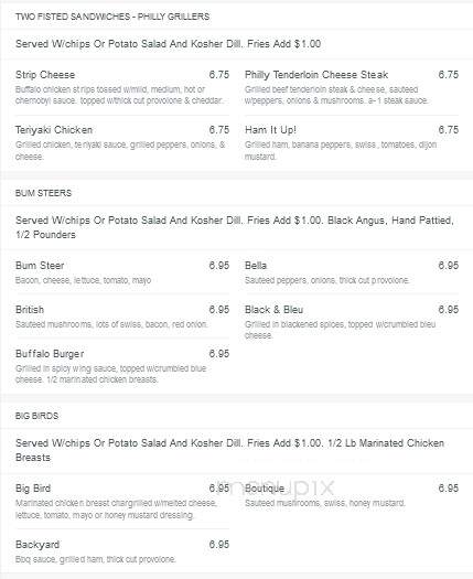 Foster's Bar & Restaurant - Beckley, WV menu_pic