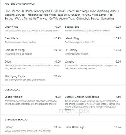 Foster's Bar & Restaurant - Beckley, WV menu_pic