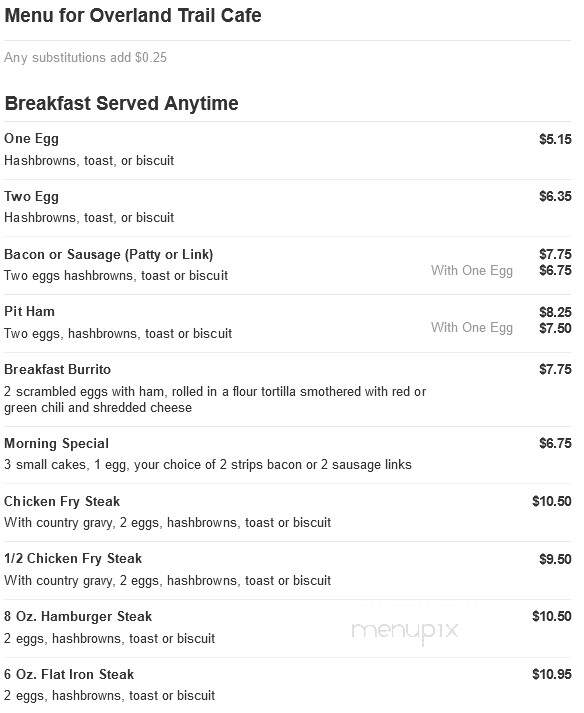 Overland Trail Cafe - Atwood, CO menu_pic