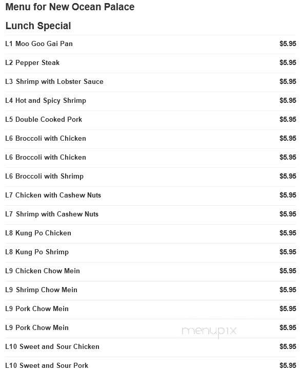 Ocean Palace - Brooklyn, CT menu_pic