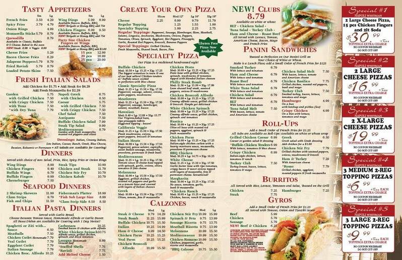 Napoli Pizza - Whitman, MA menu_pic
