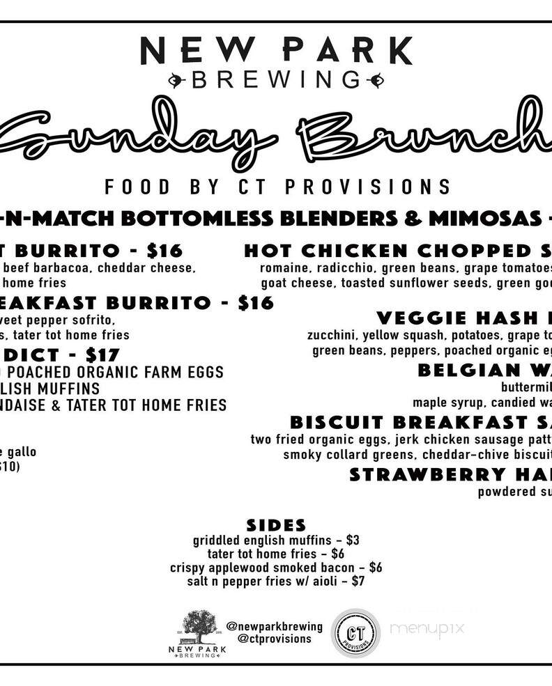 New Park Brewing - West Hartford, CT menu_pic