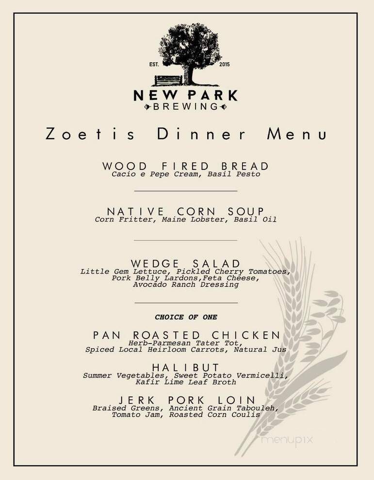 New Park Brewing - West Hartford, CT menu_pic