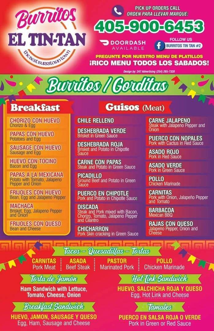 Burritos El Tin Tan - Oklahoma City, OK menu_pic