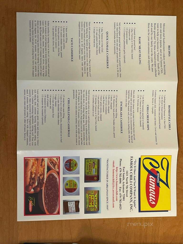 Famous Chili - Fort Smith, AR menu_pic