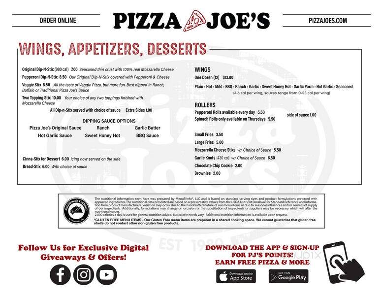 Pizza Joe's - Hubbard, OH menu_pic