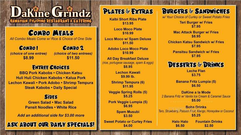 Dakine Grindz Restaurant - Sunset, UT menu_pic