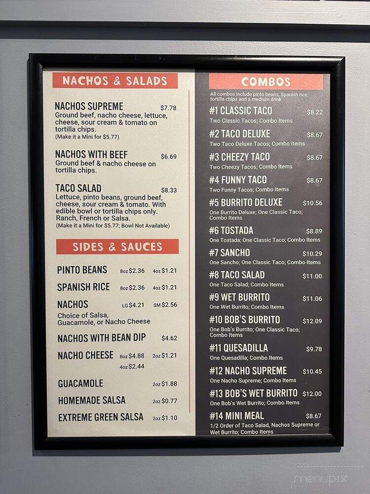 Taco Bob's - Kalamazoo, MI menu_pic