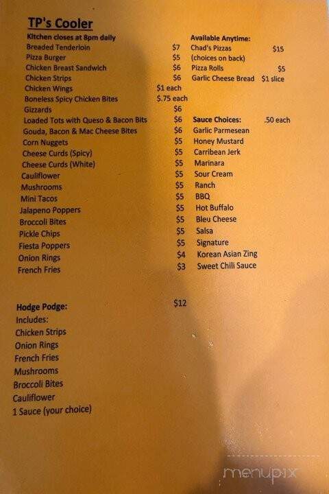 Cooler Incorporated - Shell Rock, IA menu_pic